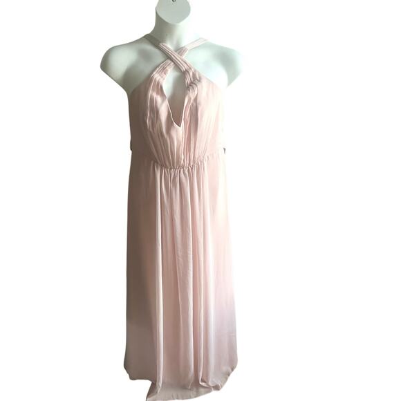 White by Vera Wang Dresses & Skirts - Vera Wang White Powder Pink Maxi Dress Size 14 Romantic Ethereal Halter Flowy